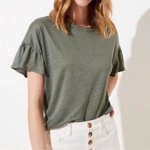 Loft linen ruffle sleeve tee